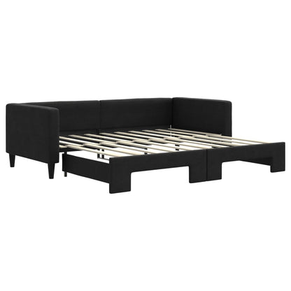 Divano Letto con Letto Estraibile Nero 90x190 cm in Tessuto
