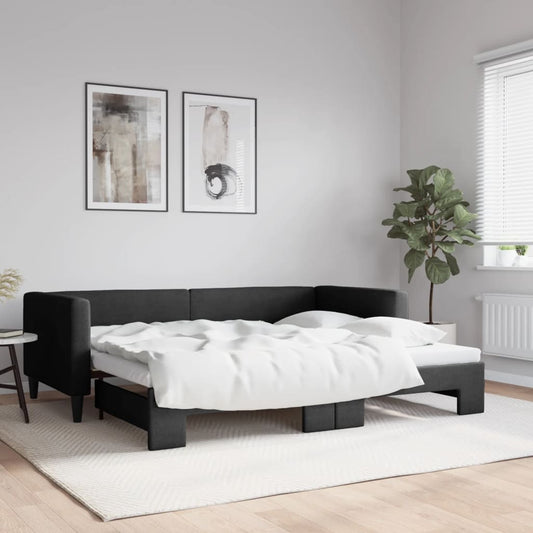 Divano Letto con Letto Estraibile Nero 90x190 cm in Tessuto | homemem39