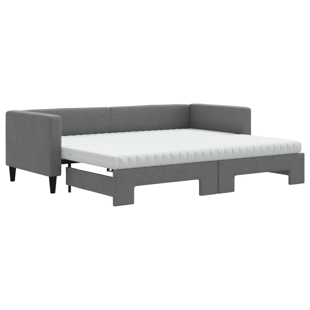 Divano Letto Estraibile Materassi Grigio Scuro 80x200 Tessuto - homemem39