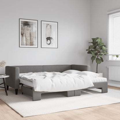 Divano Letto Estraibile Materassi Grigio Scuro 80x200 Tessuto - homemem39