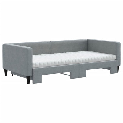 Divano Letto Estraibile Materassi Grigio Chiaro 100x200 Tessuto - homemem39