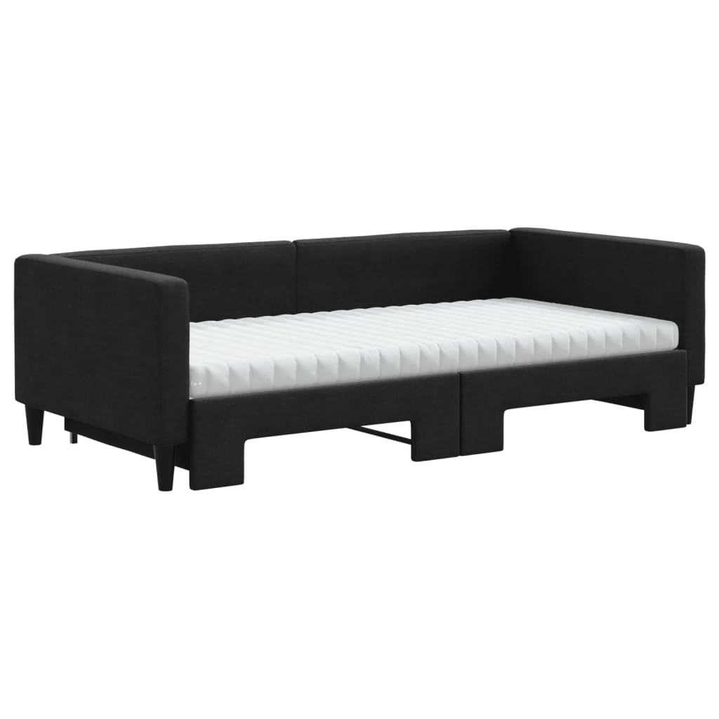 Divano Letto Estraibile con Materassi Nero 100x200 cm Tessuto - homemem39