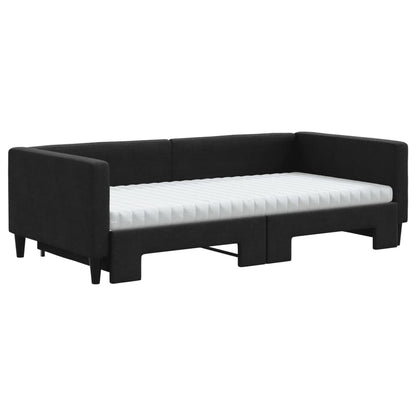 Divano Letto Estraibile con Materassi Nero 100x200 cm Tessuto - homemem39