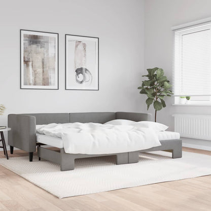 Divano Letto Estraibile Materassi Grigio Scuro 90x190cm Tessuto - homemem39