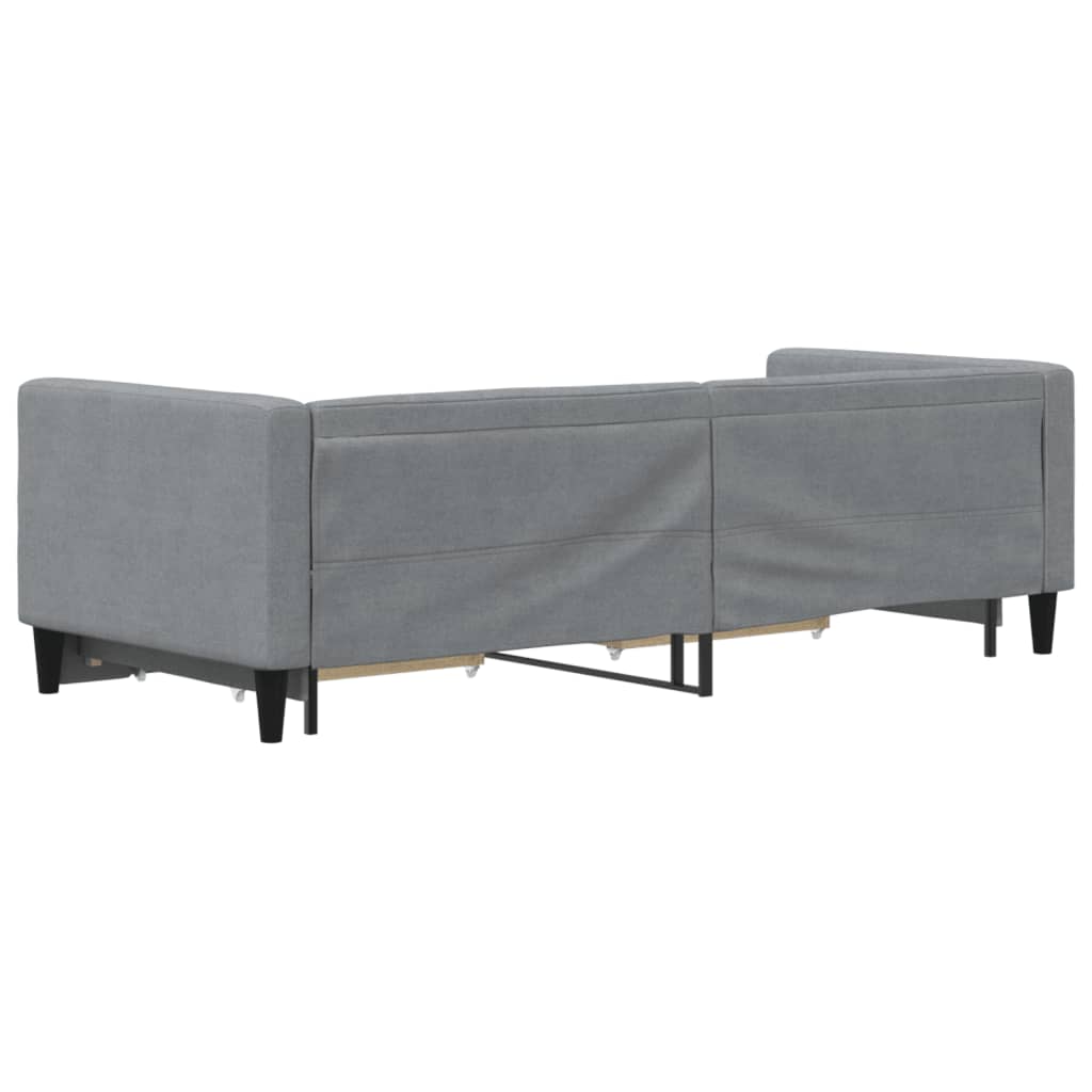 Divano Letto Estraibile Cassetti Grigio Chiaro 80x200cm Tessuto