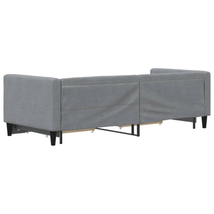 Divano Letto Estraibile Cassetti Grigio Chiaro 80x200cm Tessuto