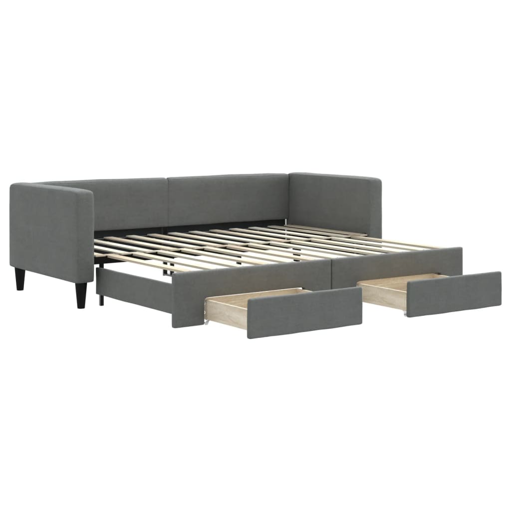 Divano Letto Estraibile Cassetti Grigio Scuro 80x200cm Tessuto - homemem39