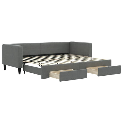 Divano Letto Estraibile Cassetti Grigio Scuro 80x200cm Tessuto - homemem39