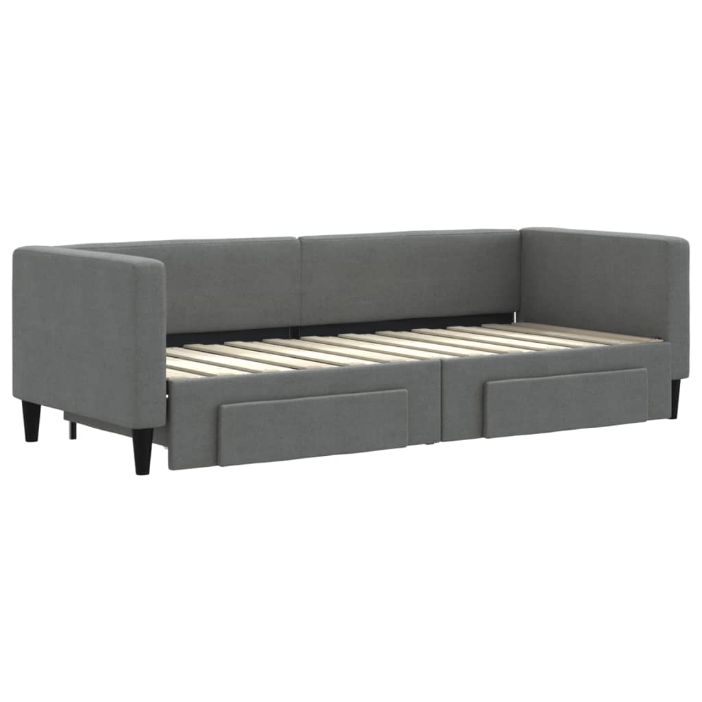 Divano Letto Estraibile Cassetti Grigio Scuro 80x200cm Tessuto - homemem39