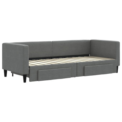 Divano Letto Estraibile Cassetti Grigio Scuro 80x200cm Tessuto - homemem39