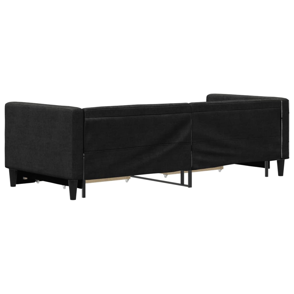 Divano Letto Estraibile con Cassetti Nero 80x200 cm in Tessuto