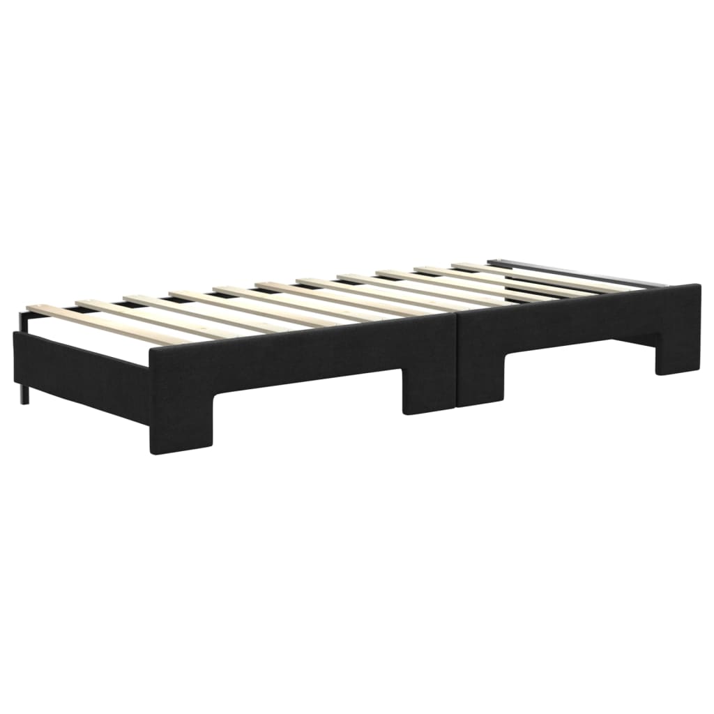 Divano Letto Estraibile con Cassetti Nero 80x200 cm in Tessuto