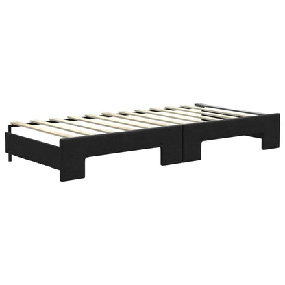 Divano Letto Estraibile con Cassetti Nero 80x200 cm in Tessuto