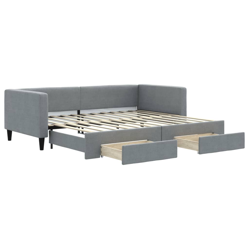 Divano Letto Estraibile Cassetti Grigio Chiaro 90x200cm Tessuto | homemem39