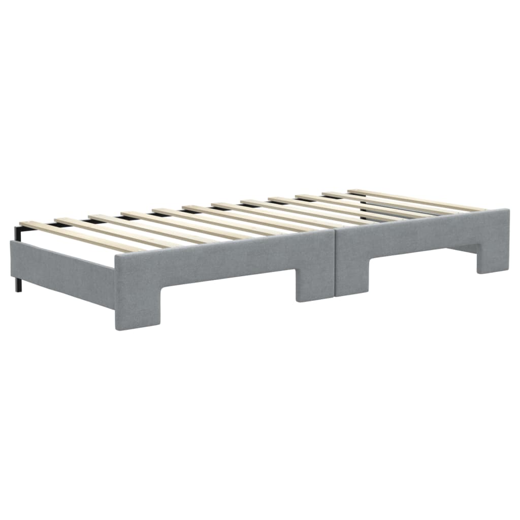 Divano Letto Estraibile Cassetti Grigio Chiaro 90x200cm Tessuto | homemem39