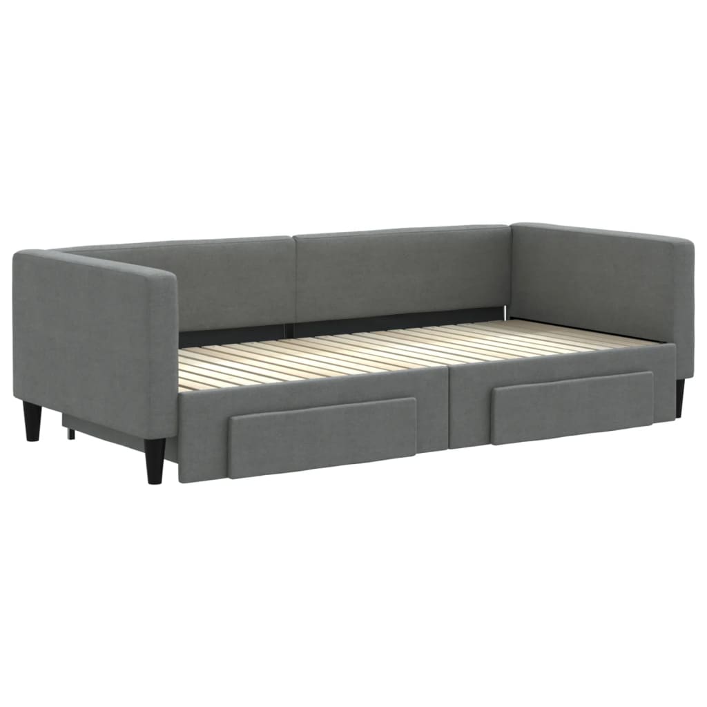 Divano Letto Estraibile Cassetti Grigio Scuro 90x200cm Tessuto | homemem39