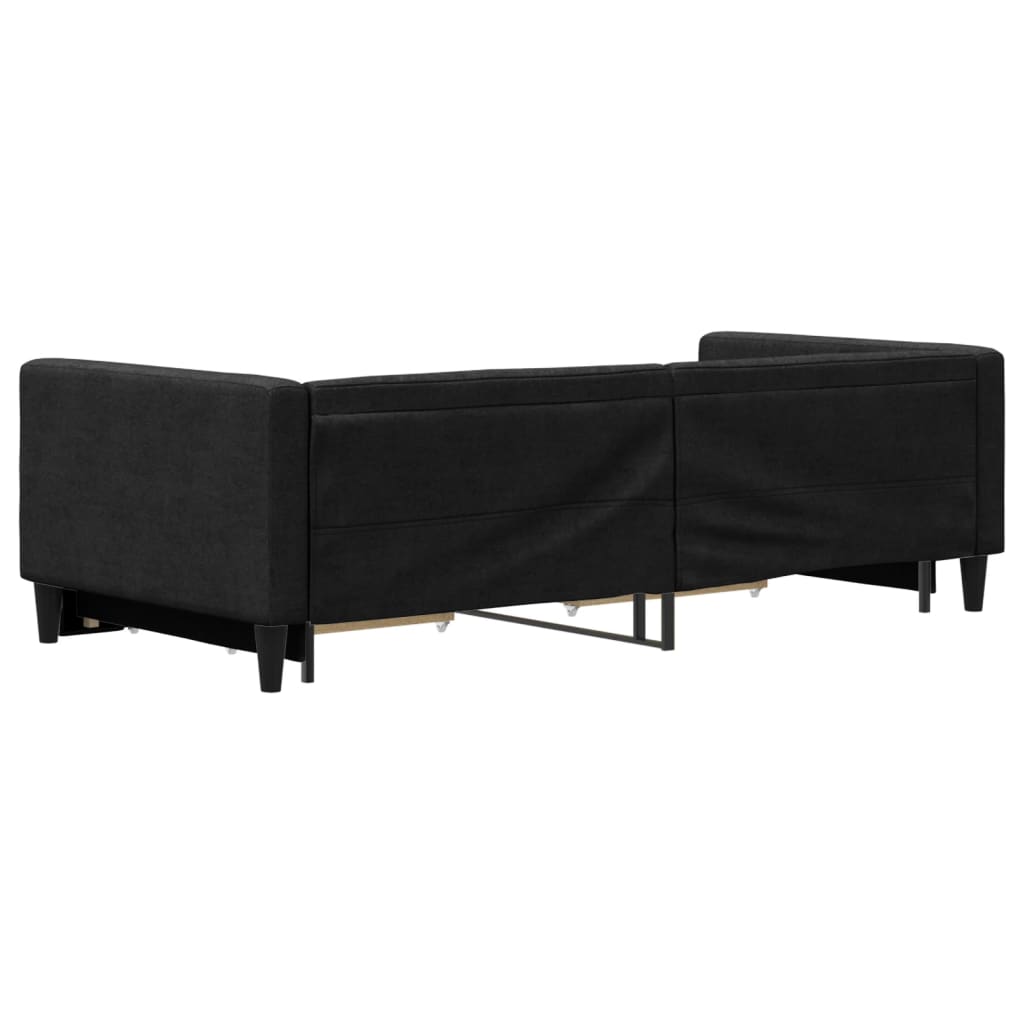 Divano Letto Estraibile con Cassetti Nero 90x200 cm in Tessuto