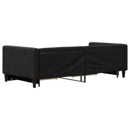 Divano Letto Estraibile con Cassetti Nero 90x200 cm in Tessuto