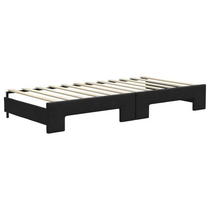 Divano Letto Estraibile con Cassetti Nero 90x200 cm in Tessuto