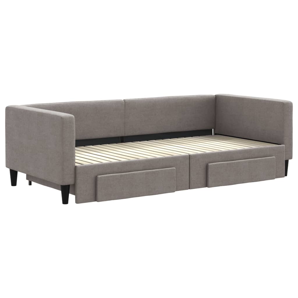 Divano Letto Estraibile con Cassetti Tortora 90x200 cm Tessuto - homemem39