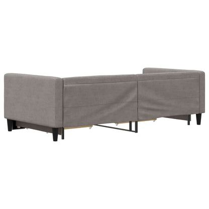 Divano Letto Estraibile con Cassetti Tortora 90x200 cm Tessuto