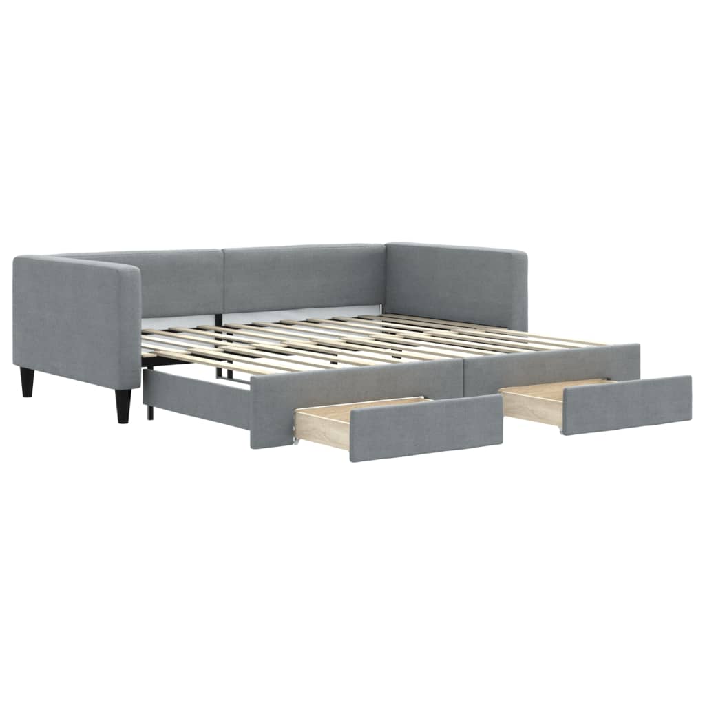 Divano Letto Estraibile Cassetti Grigio Chiaro 100x200 Tessuto - homemem39