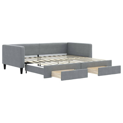 Divano Letto Estraibile Cassetti Grigio Chiaro 100x200 Tessuto - homemem39