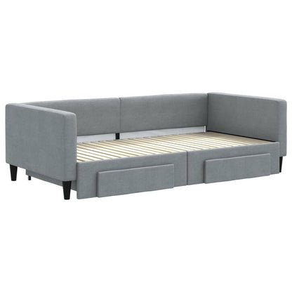 Divano Letto Estraibile Cassetti Grigio Chiaro 100x200 Tessuto