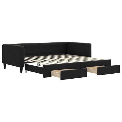 Divano Letto Estraibile con Cassetti Nero 100x200 cm in Tessuto - homemem39
