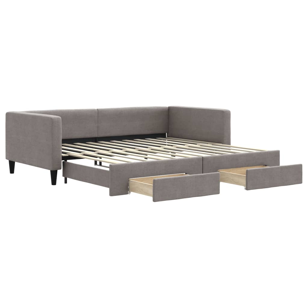 Divano Letto Estraibile con Cassetti Tortora 100x200 cm Tessuto