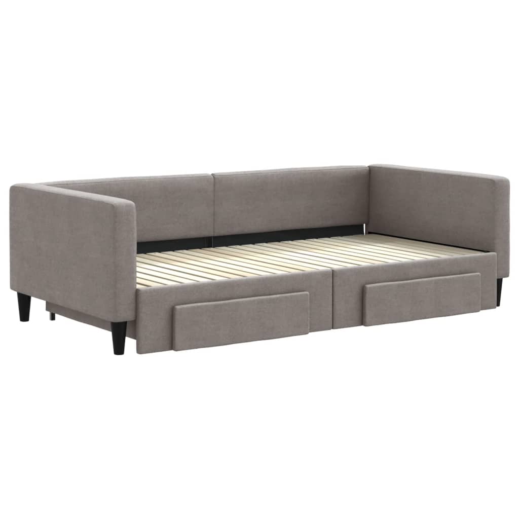 Divano Letto Estraibile con Cassetti Tortora 100x200 cm Tessuto - homemem39