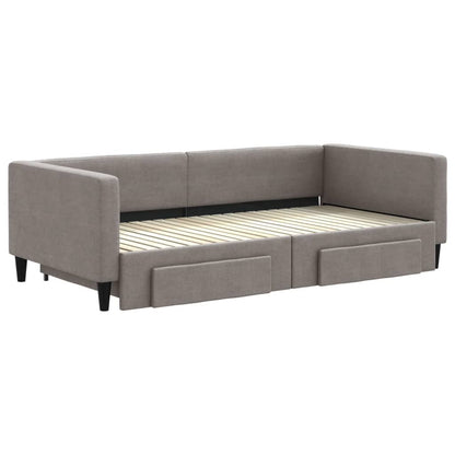 Divano Letto Estraibile con Cassetti Tortora 100x200 cm Tessuto
