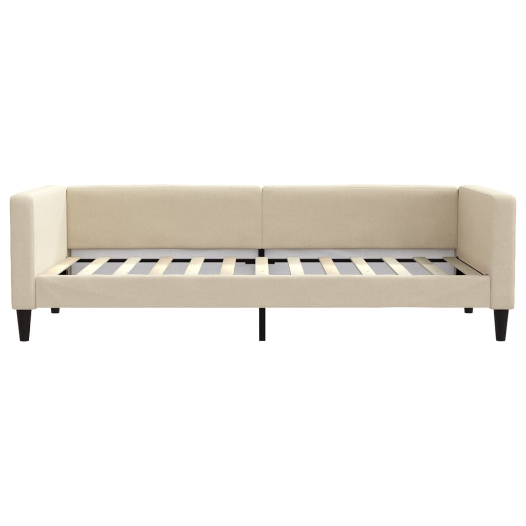 Divano Letto Estraibile con Cassetti Crema 100x200cm in Tessuto