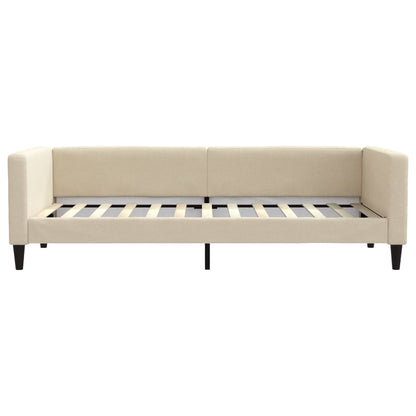 Divano Letto Estraibile con Cassetti Crema 100x200cm in Tessuto
