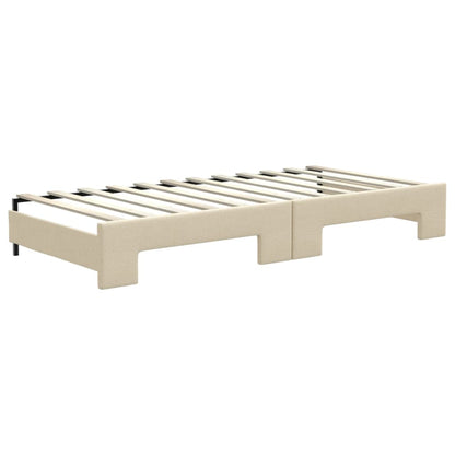 Divano Letto Estraibile con Cassetti Crema 100x200cm in Tessuto