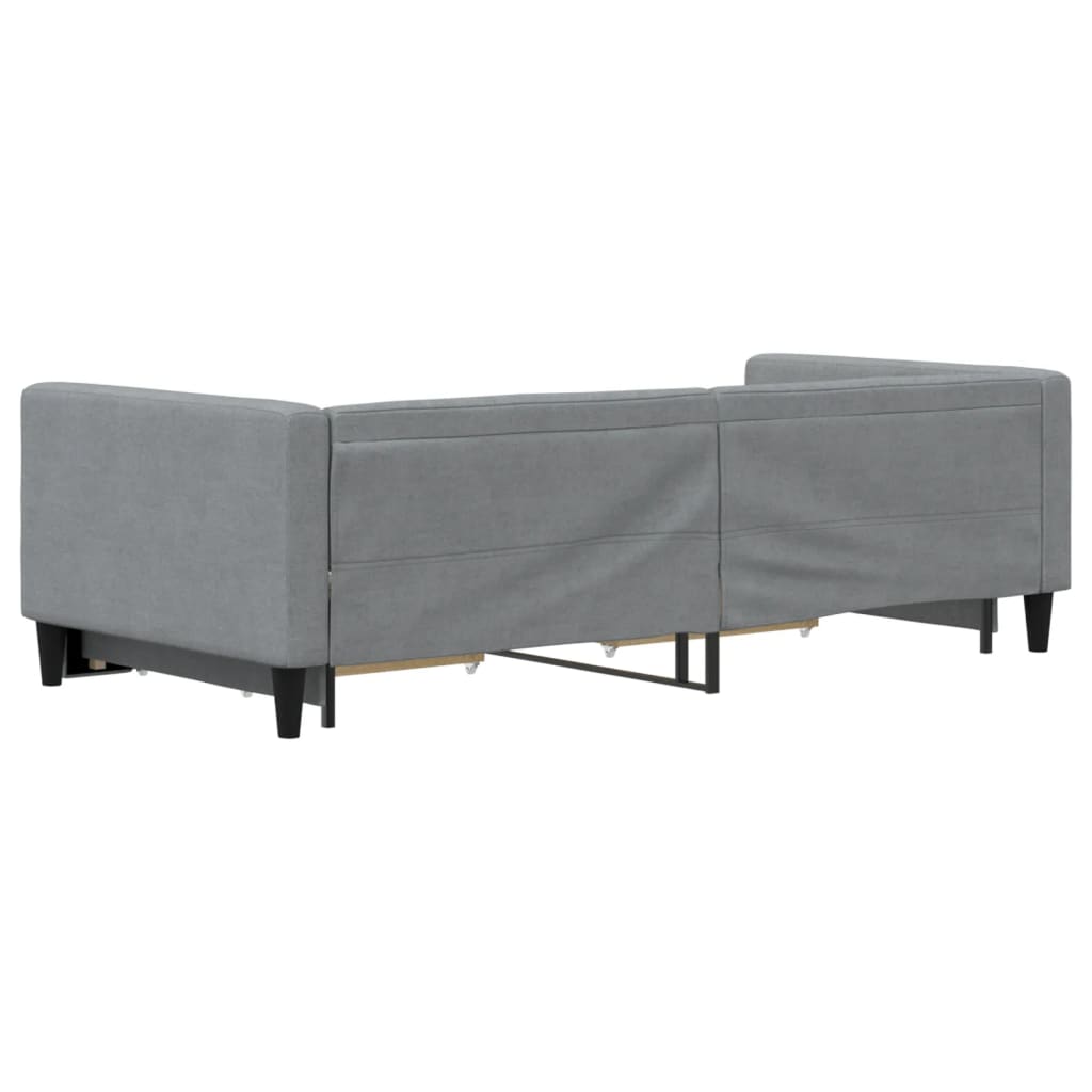 Divano Letto Estraibile Cassetti Grigio Chiaro 90x190cm Tessuto