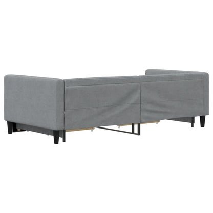 Divano Letto Estraibile Cassetti Grigio Chiaro 90x190cm Tessuto