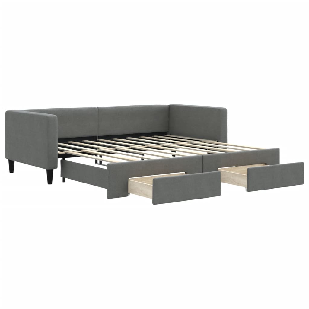 Divano Letto Estraibile Cassetti Grigio Scuro 90x190cm Tessuto - homemem39