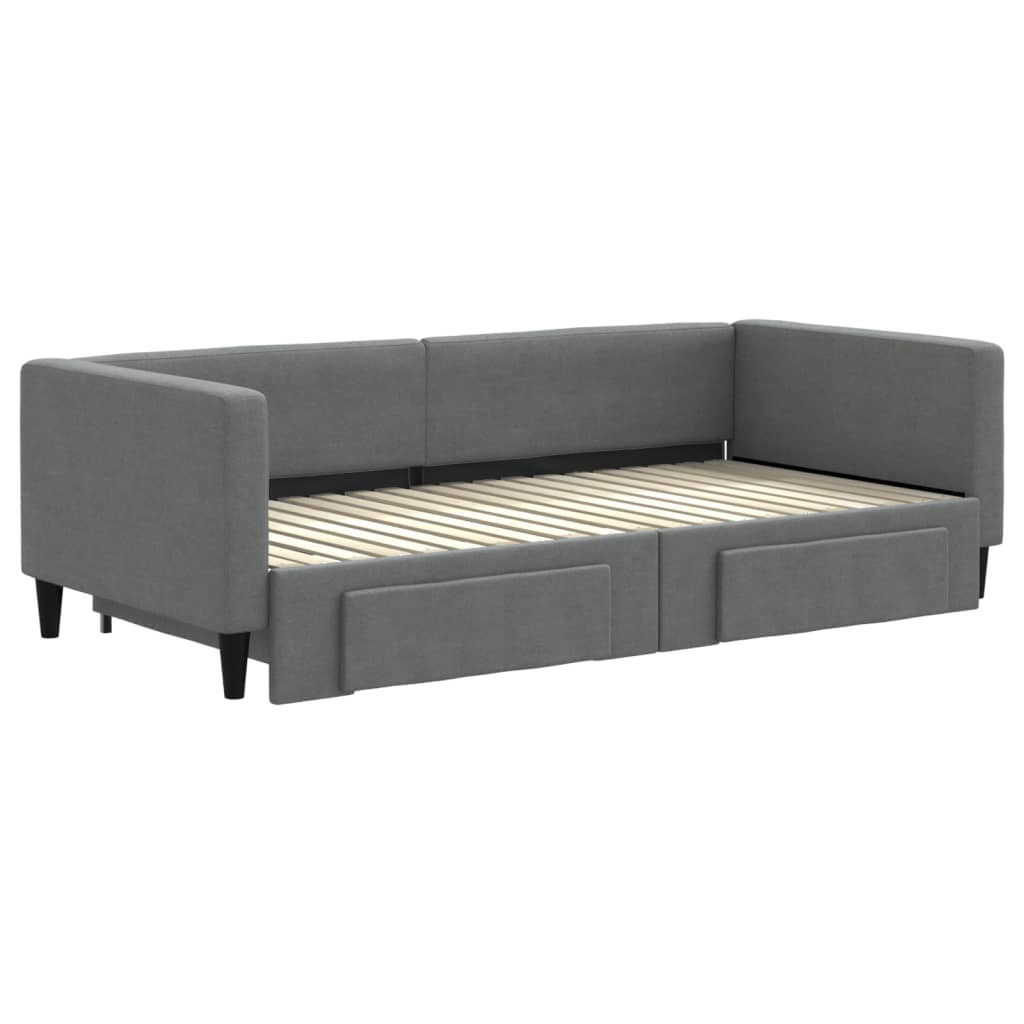 Divano Letto Estraibile Cassetti Grigio Scuro 90x190cm Tessuto - homemem39