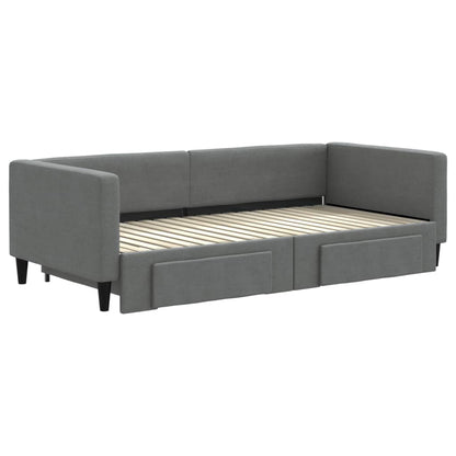 Divano Letto Estraibile Cassetti Grigio Scuro 90x190cm Tessuto - homemem39