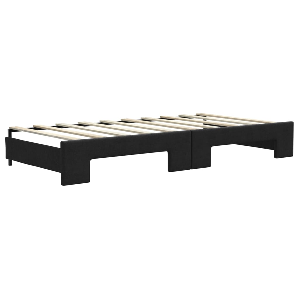 Divano Letto Estraibile con Cassetti Nero 90x190 cm in Tessuto - homemem39