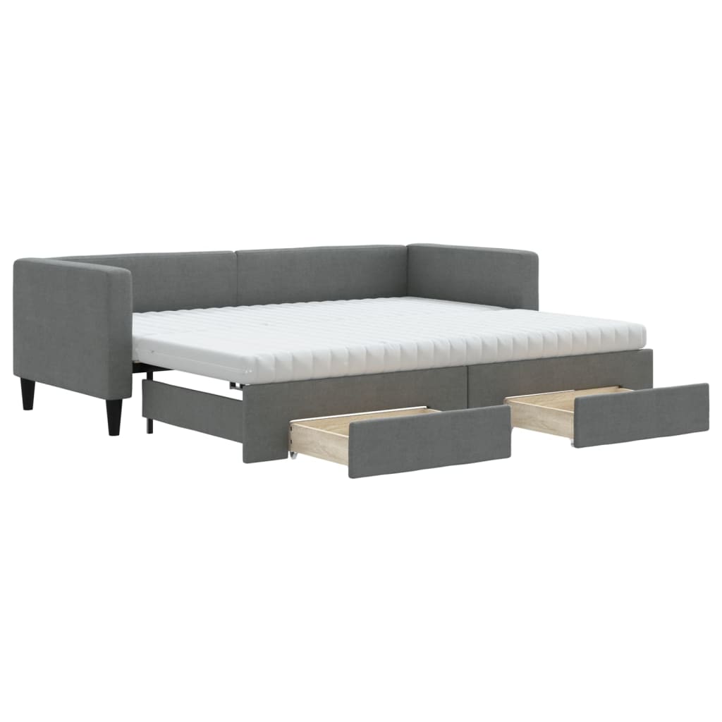 Divano Letto Estraibile Cassetti Grigio Scuro 80x200cm Tessuto - homemem39
