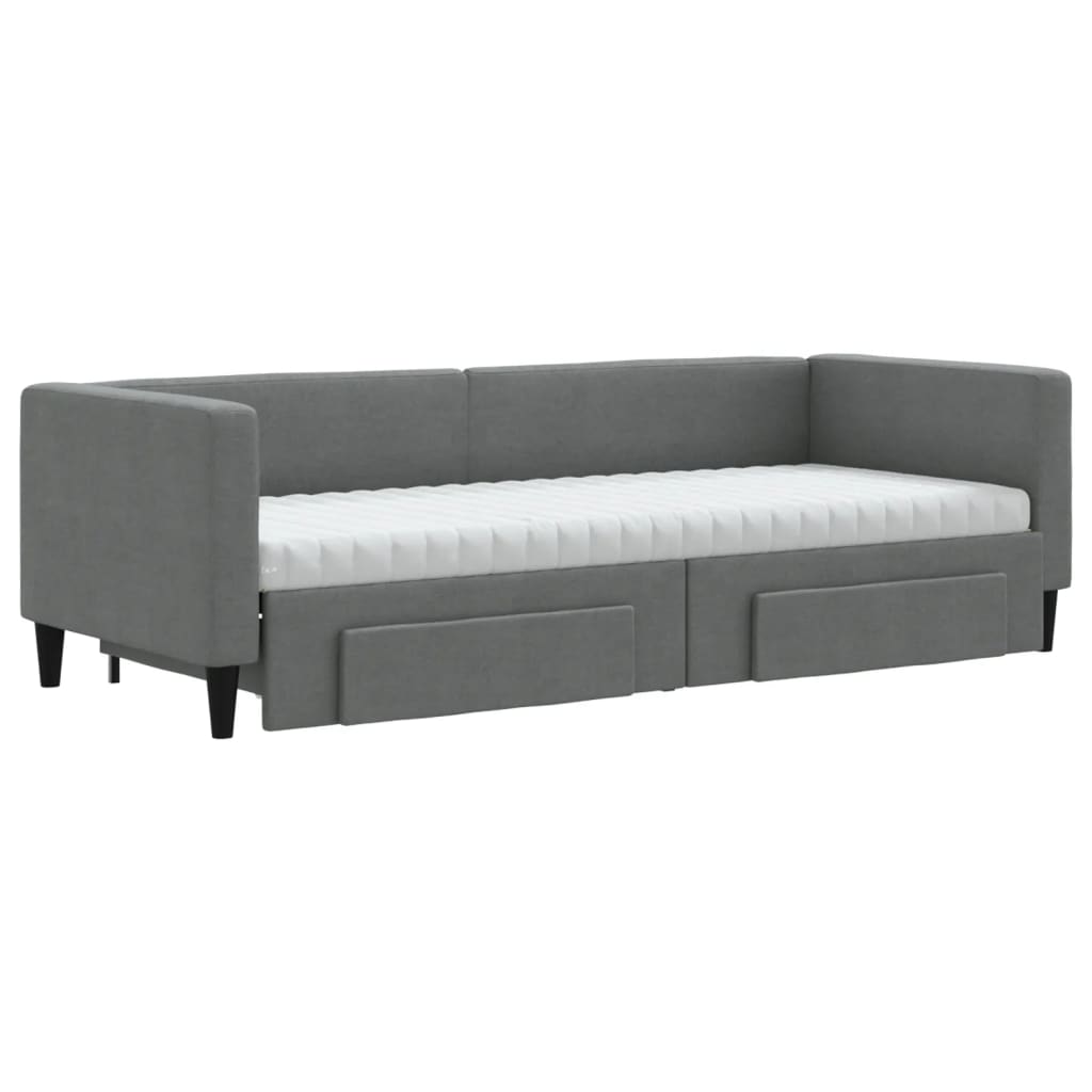 Divano Letto Estraibile Cassetti Grigio Scuro 80x200cm Tessuto - homemem39