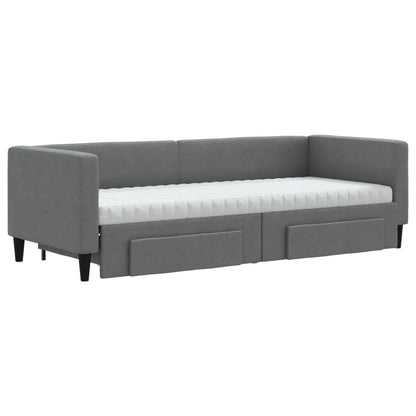 Divano Letto Estraibile Cassetti Grigio Scuro 80x200cm Tessuto - homemem39