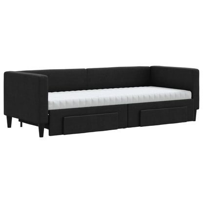 Divano Letto Estraibile con Cassetti Nero 80x200 cm in Tessuto - homemem39