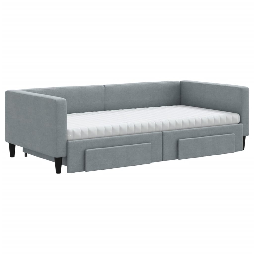Divano Letto Estraibile Cassetti Grigio Chiaro 100x200 Tessuto - homemem39