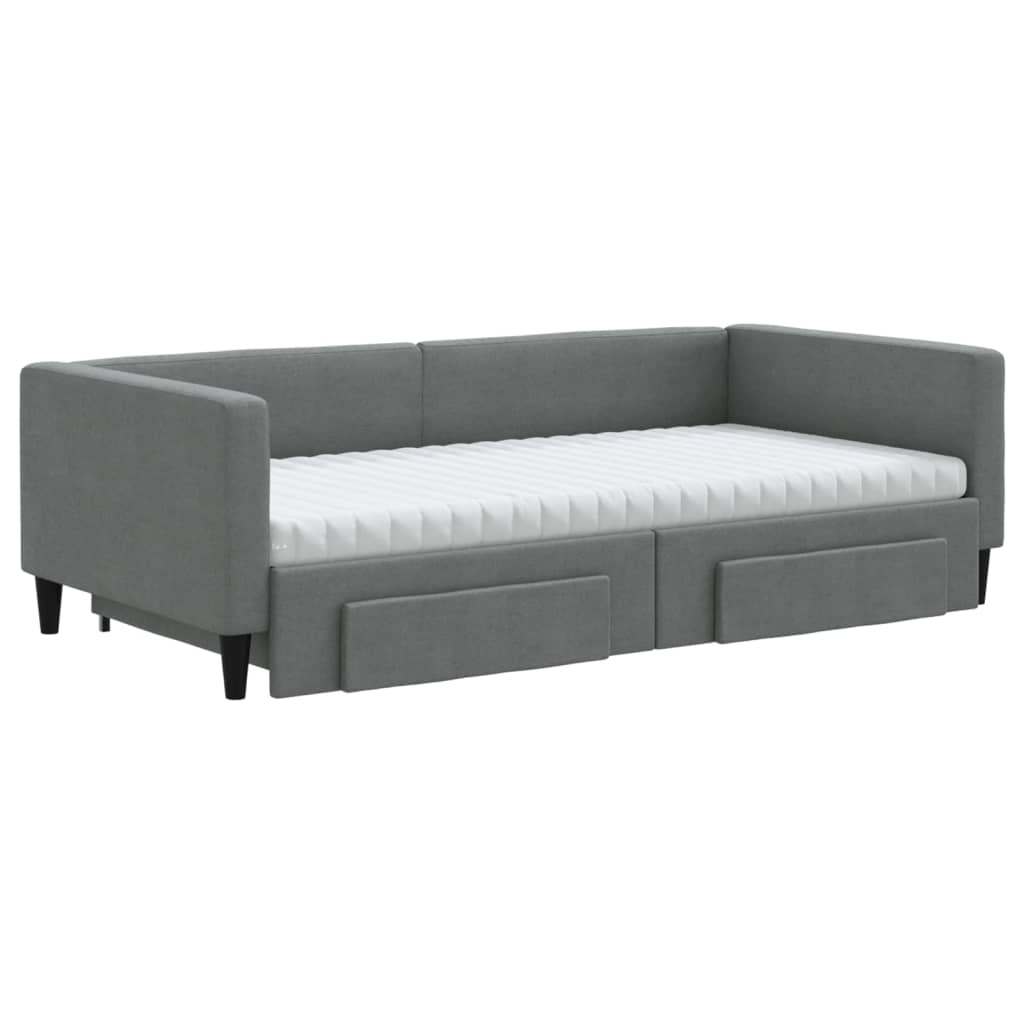 Divano Letto Estraibile Cassetti Grigio Scuro 100x200cm Tessuto - homemem39