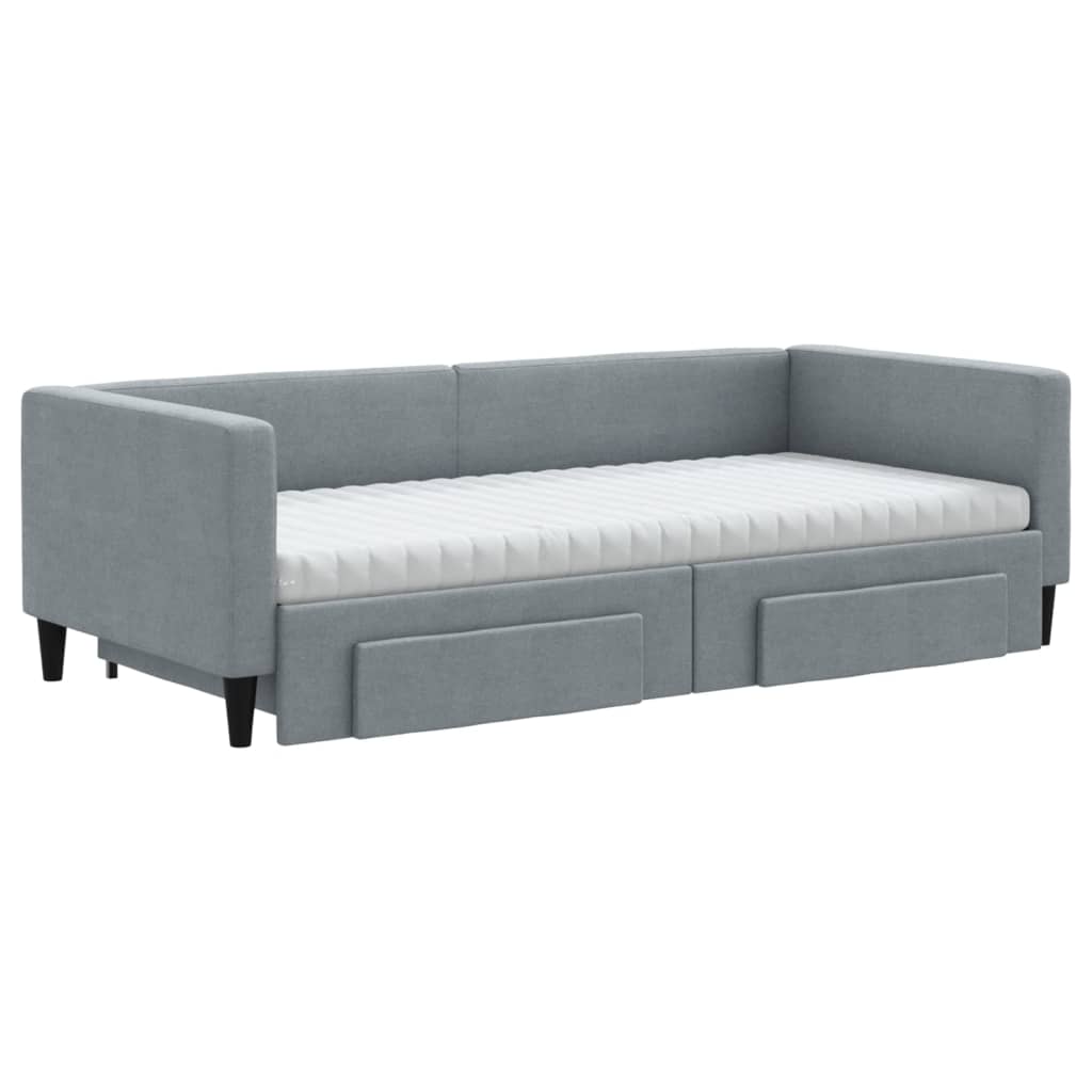 Divano Letto Estraibile Cassetti Grigio Chiaro 90x190cm Tessuto - homemem39