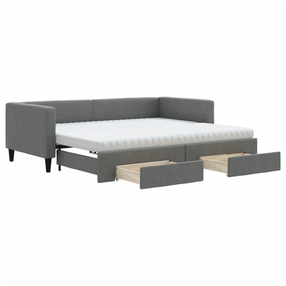 Divano Letto Estraibile Cassetti Grigio Scuro 90x190cm Tessuto - homemem39