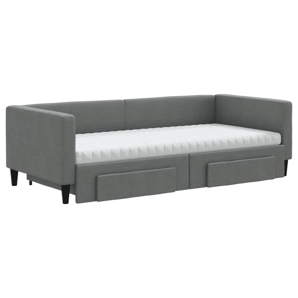 Divano Letto Estraibile Cassetti Grigio Scuro 90x190cm Tessuto - homemem39